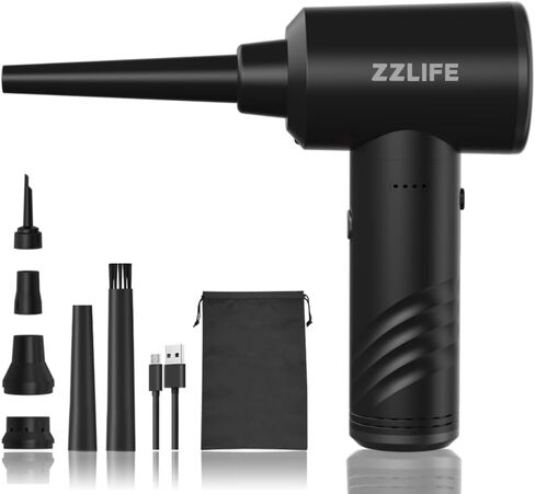 Compressed Air Duster,3-Gear to 55000 RPM Electric Air Duster Portable Air Blower with LED Light, 6000mAh Recha ble Cordless Air Duster for Computer Keyboard, Fast Charge, Black in Saudi Arabia