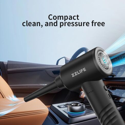 Compressed Air Duster,3-Gear to 55000 RPM Electric Air Duster Portable Air Blower with LED Light, 6000mAh Recha ble Cordless Air Duster for Computer Keyboard, Fast Charge, Black in Saudi Arabia