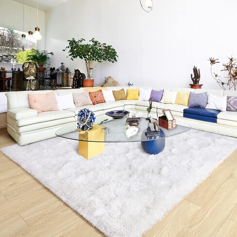 Ultra Soft Cream White Rugs for Bedroom 9x12 Feet, Fluffy Shag Area Rugs for Living Room, Large Comfy Furry Rug for Boys Kids Baby Room Decor, Non Slip Nursery Rug Modern Indoor Fuzzy Floor Carpet in Saudi Arabia