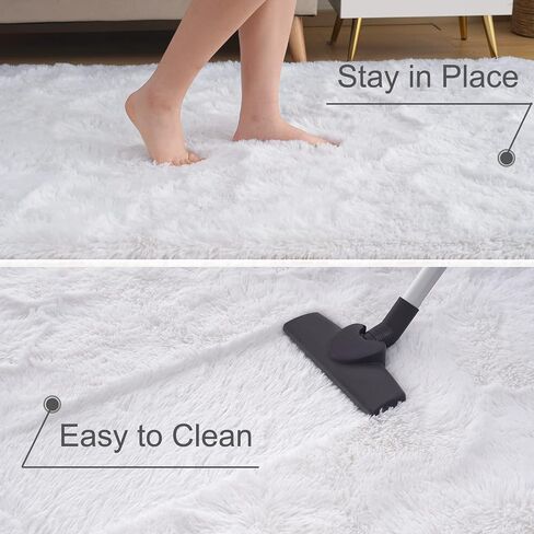 Ultra Soft Cream White Rugs for Bedroom 9x12 Feet, Fluffy Shag Area Rugs for Living Room, Large Comfy Furry Rug for Boys Kids Baby Room Decor, Non Slip Nursery Rug Modern Indoor Fuzzy Floor Carpet in Saudi Arabia