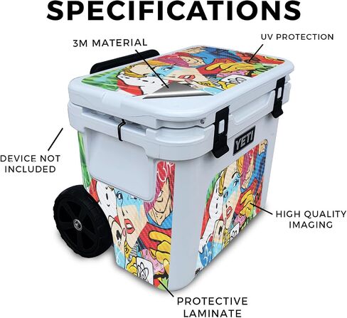 Carbon Fiber Skin Compatible with Yeti Roadie 32 Wheeled Cooler - Cartoon Mania - Premium 3M Vinyl Protective Wrap Decal Cover - Easy to Apply | Crafted in The USA by MightySkins in Saudi Arabia