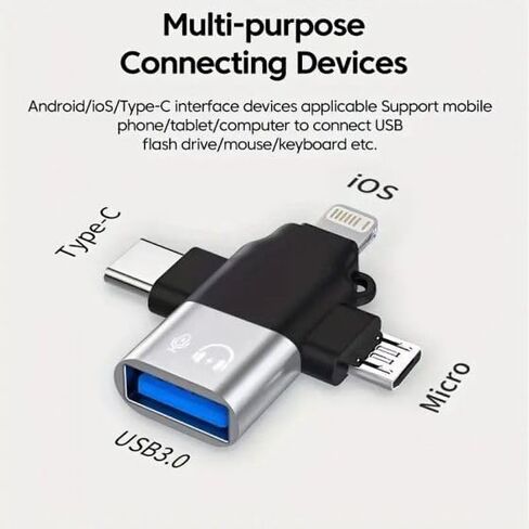 4 in 1 OTG Adapter, Aluminum Material, Sturdy and Durable in Saudi Arabia