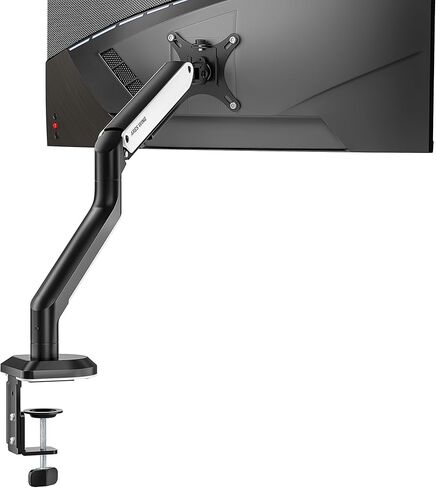 Monitor Desk Mount, Single Monitor Arm for Monitors up to 32 inches and 19.8 lbs, Articulating Mechanical Spring 32 Inch Computer Monitor Mount with Clamp and Grommet Base, White in Saudi Arabia