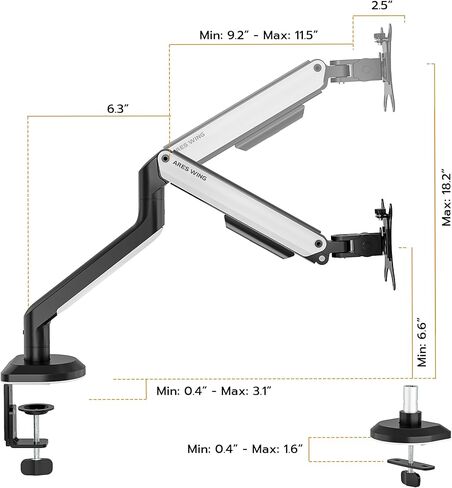 Monitor Desk Mount, Single Monitor Arm for Monitors up to 32 inches and 19.8 lbs, Articulating Mechanical Spring 32 Inch Computer Monitor Mount with Clamp and Grommet Base, White in Saudi Arabia