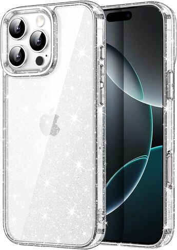JETech Glitter Case for iPhone 16 Pro 6.3-Inch, Bling Sparkle Shockproof Phone Bumper Cover, Cute Sparkly for Women and Girls (Clear) in Saudi Arabia
