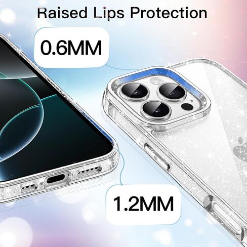 JETech Glitter Case for iPhone 16 Pro 6.3-Inch, Bling Sparkle Shockproof Phone Bumper Cover, Cute Sparkly for Women and Girls (Clear) in Saudi Arabia