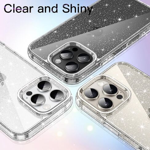 JETech Glitter Case for iPhone 16 Pro 6.3-Inch, Bling Sparkle Shockproof Phone Bumper Cover, Cute Sparkly for Women and Girls (Clear) in Saudi Arabia