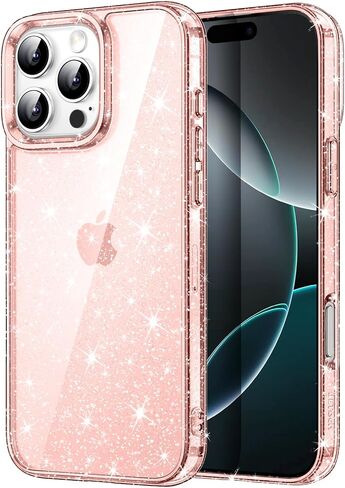 JETech Glitter Case for iPhone 16 Pro 6.3-Inch, Bling Sparkle Shockproof Phone Bumper Cover, Cute Sparkly for Women and Girls (Clear) in Saudi Arabia