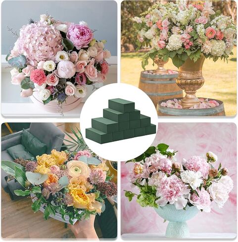 Tunnkit 6 قطع من مكعبات إسفنجية زهرية، (7.8 بوصة طول × 3.5 بوصة عرض × 2.4 بوصة ارتفاع) رغوة زهور خضراء رطبة وجافة لترتيب الزهور الطازجة والاصطناعية من الطوب الرغوي النباتي لوازم بائع الزهور الفنون والحرف اليدوية لحفلات الزفاف in Saudi Arabia