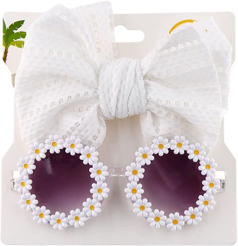 Baby Girl Bows Headbands Sunglasses Set Cute Bow Hair Bands Headwrap Handmade Hair Accessories Newborn Photography Props Toddlers Infants Kids Shower Gifts in Saudi Arabia