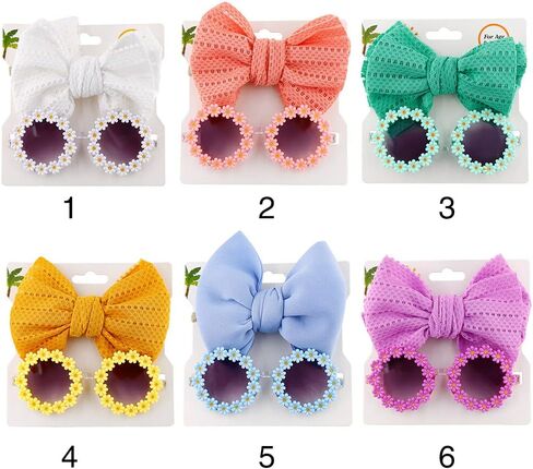 Baby Girl Bows Headbands Sunglasses Set Cute Bow Hair Bands Headwrap Handmade Hair Accessories Newborn Photography Props Toddlers Infants Kids Shower Gifts in Saudi Arabia
