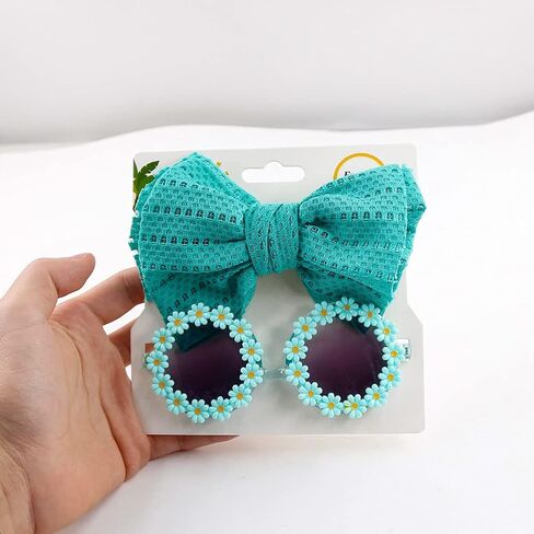 Baby Girl Bows Headbands Sunglasses Set Cute Bow Hair Bands Headwrap Handmade Hair Accessories Newborn Photography Props Toddlers Infants Kids Shower Gifts in Saudi Arabia