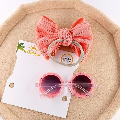 Baby Girl Bows Headbands Sunglasses Set Cute Bow Hair Bands Headwrap Handmade Hair Accessories Newborn Photography Props Toddlers Infants Kids Shower Gifts in Saudi Arabia