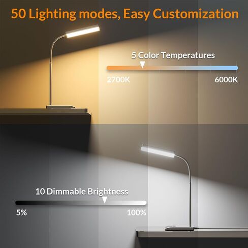 LEPOWER LED Desk Lamp, 800LM for Home Office, 12W Reading , Eye-Caring Desk Light, Touch Table Lamp, Gooseneck Lamp, 50 Lighting Modes, Bright Desk Lamps for Bedroom, Study Room in Saudi Arabia