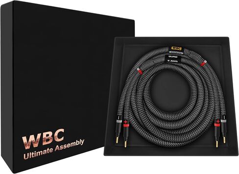 أفضل الكابلات في العالم بطول 3 أقدام - 9 AWG - OFC فائق النقاء - كابل مكبر صوت فردي هاي فاي ممتاز لعشاق الصوت للقناة المركزية مع مقابس الموز الذهبية وسترة تويد الكربون in Saudi Arabia