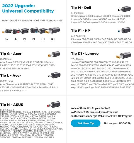 Innergie T6 65W Universal Laptop Charger Power Adapter with 100W C-Converter Cable - Compatible with Most Laptop Brands and USB-C Devices. (Delta Electronics) in Saudi Arabia