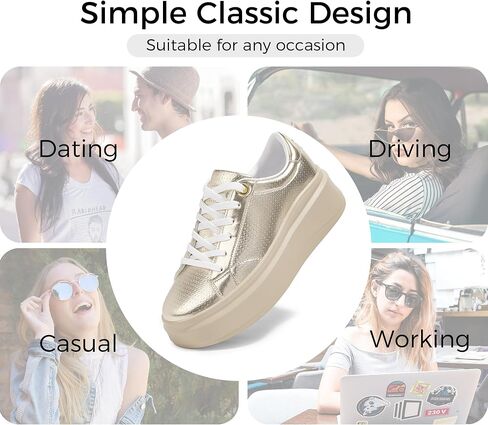 LUCKY STEP Women's Platform Fashion Sneakers Thick Sole | Classic Low Top | Casual Walking | Tennis Style|Anti-Slip in Saudi Arabia