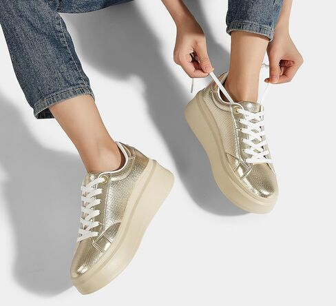 LUCKY STEP Women's Platform Fashion Sneakers Thick Sole | Classic Low Top | Casual Walking | Tennis Style|Anti-Slip in Saudi Arabia