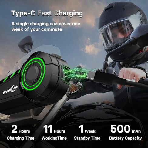 FreedConn دراجة نارية سماعة بلوتوث KY خوذة بلوتوث الاتصال الداخلي أنظمة الاتصالات للدراجات النارية مع CVC إلغاء الضوضاء موسيقى ستيريو IP65 لكامل / نصف خوذة الوجه الأساسية استخدام شخص واحد in Kuwait