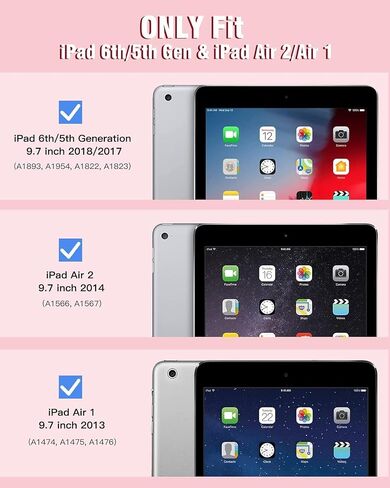 BMOUO Case for iPad 6th 5th Generation (iPad 9.7 inch, 2018/2017), Pink in Kuwait