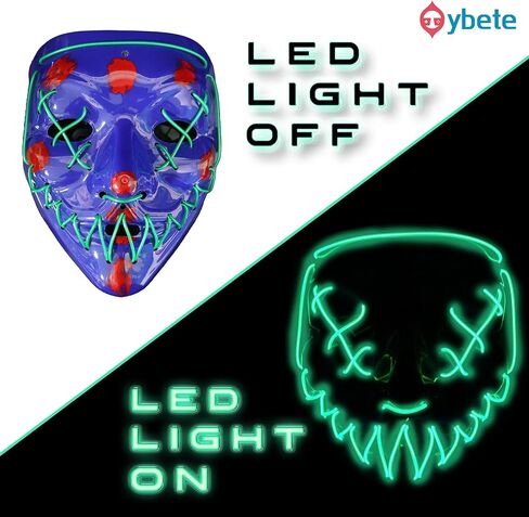 قناع LED للهالوين قناع مضيء متعدد الألوان لإكسسوارات المهرجانات التنكرية لحفلات الهذيان in Kuwait