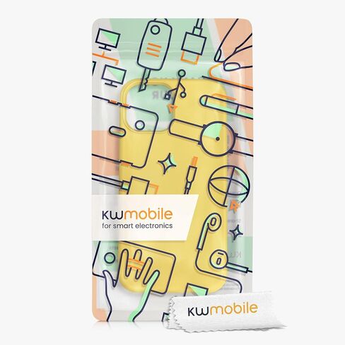 حافظة kwmobile متوافقة مع حافظة Apple iPhone 13 Mini - غطاء هاتف من السيليكون TPU مع لمسة نهائية ناعمة - أصفر مشع in Saudi Arabia