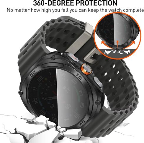 Suoman 2+2 Pack for Samsung Galaxy Watch 7 Ultra 47mm Case,Privacy Full Coverage Tempered Glass Screen Protector+Soft TPU Hollow Edge Case for Galaxy Watch 7 Ultra 47mm (Black+Black) in Saudi Arabia