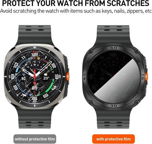 Suoman 2+2 Pack for Samsung Galaxy Watch 7 Ultra 47mm Case,Privacy Full Coverage Tempered Glass Screen Protector+Soft TPU Hollow Edge Case for Galaxy Watch 7 Ultra 47mm (Black+Black) in Saudi Arabia