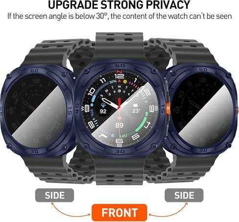 Suoman 2+2 Pack for Samsung Galaxy Watch 7 Ultra 47mm Case,Privacy Full Coverage Tempered Glass Screen Protector+Soft TPU Hollow Edge Case for Galaxy Watch 7 Ultra 47mm (Black+Black) in Saudi Arabia