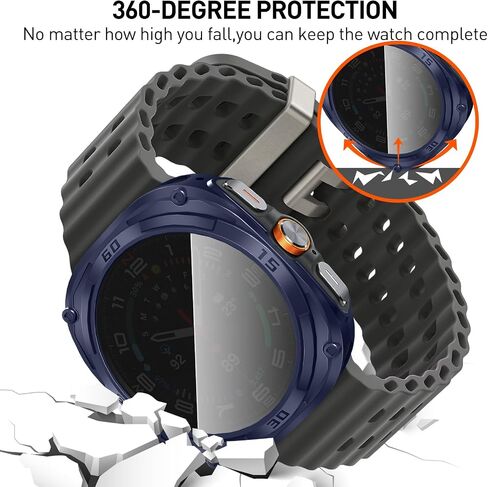 Suoman 2+2 Pack for Samsung Galaxy Watch 7 Ultra 47mm Case,Privacy Full Coverage Tempered Glass Screen Protector+Soft TPU Hollow Edge Case for Galaxy Watch 7 Ultra 47mm (Black+Black) in Saudi Arabia