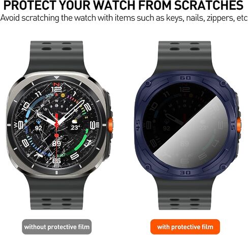 Suoman 2+2 Pack for Samsung Galaxy Watch 7 Ultra 47mm Case,Privacy Full Coverage Tempered Glass Screen Protector+Soft TPU Hollow Edge Case for Galaxy Watch 7 Ultra 47mm (Black+Black) in Saudi Arabia