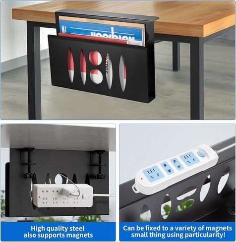 Desk Side Storage, Under Desk Storage, No Drill Steel Hanging Desk Organizer, Laptop Holder, Desk Storage Holder for Office & Home.(White), x-cbzj-002 in Saudi Arabia