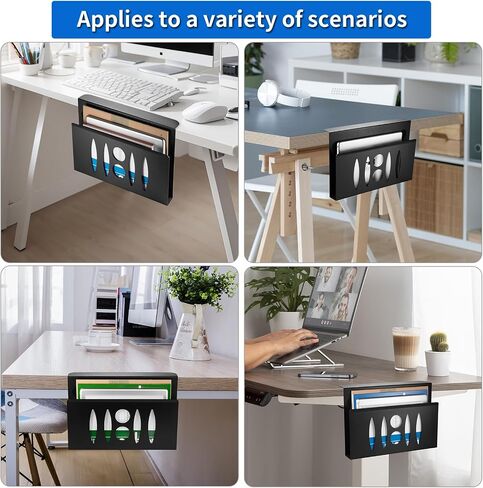 Desk Side Storage, Under Desk Storage, No Drill Steel Hanging Desk Organizer, Laptop Holder, Desk Storage Holder for Office & Home.(White), x-cbzj-002 in Saudi Arabia