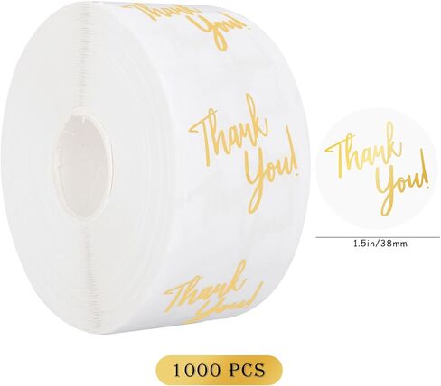 Whaline 1000Pcs Clear Thank You Stickers Round Transparent PVC Stickers Self-Adhesive Envelope Seal Labels for Business Wedding Festival Baby Shower Birthday Party, 1.5 Inch in Kuwait