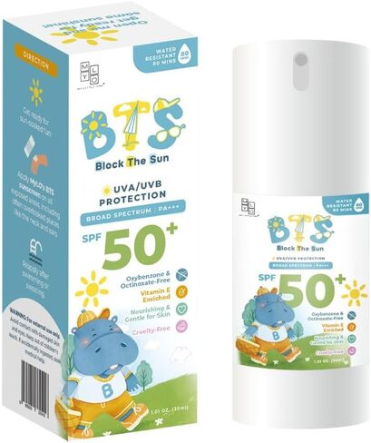 MyLO BTS SPF 50 Sunscreen, Broad-Spectrum UVA UVB Face & Skincare Protection, PA+++, Nourishing Moisturizer For All Baby, Kids & Adult Skin Types, Paraben Free, Water Resistant (Lotion 30ml) in Saudi Arabia