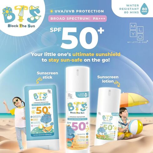 MyLO BTS SPF 50 Sunscreen, Broad-Spectrum UVA UVB Face & Skincare Protection, PA+++, Nourishing Moisturizer For All Baby, Kids & Adult Skin Types, Paraben Free, Water Resistant (Lotion 30ml) in Saudi Arabia