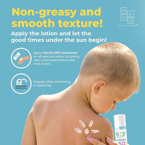 MyLO BTS SPF 50 Sunscreen, Broad-Spectrum UVA UVB Face & Skincare Protection, PA+++, Nourishing Moisturizer For All Baby, Kids & Adult Skin Types, Paraben Free, Water Resistant (Lotion 30ml) in Saudi Arabia