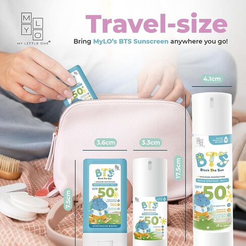 MyLO BTS SPF 50 Sunscreen, Broad-Spectrum UVA UVB Face & Skincare Protection, PA+++, Nourishing Moisturizer For All Baby, Kids & Adult Skin Types, Paraben Free, Water Resistant (Lotion 30ml) in Saudi Arabia