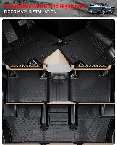 Thinzyou Cargo Mat Compatible with 2024 Toyota Grand Highlander Trunk Mat Cargo Liner TPE All Weather Back Seat Cover Protector Grand Highlander Accessories (Trunk Mat with Backrest Mat) in Saudi Arabia