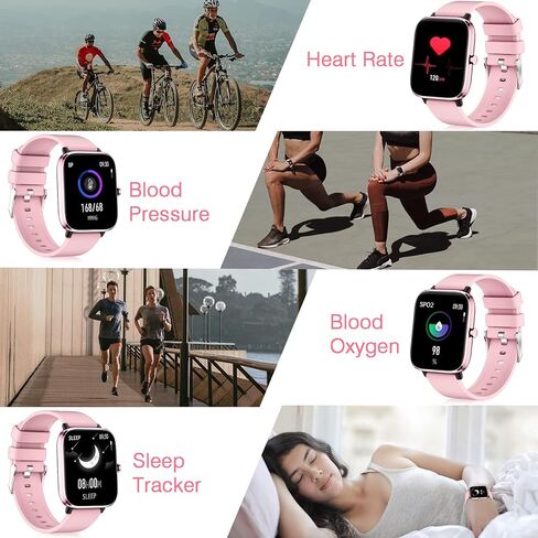 ساعة ذكية (تلقي المكالمات/الاتصال الهاتفي) لتتبع اللياقة البدنية متوافقة مع iPhone وAndroid، شاشة لمس كاملة 1.91 بوصة لمراقبة معدل ضربات القلب أثناء النوم وضغط الدم، ساعة رقمية مقاومة للماء IP67 للنساء والرجال - أسود in Kuwait