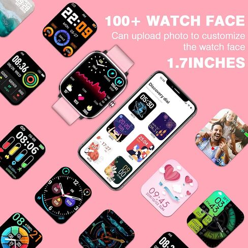 ساعة ذكية (تلقي المكالمات/الاتصال الهاتفي) لتتبع اللياقة البدنية متوافقة مع iPhone وAndroid، شاشة لمس كاملة 1.91 بوصة لمراقبة معدل ضربات القلب أثناء النوم وضغط الدم، ساعة رقمية مقاومة للماء IP67 للنساء والرجال - أسود in Kuwait