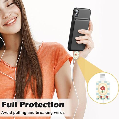 Data Cable Protector for iPhone Type-c, Unique Luxury Marble Pattern 4pcs Soft Phone Cable Protector,Charging Cord Protector,Cable Chomper,Cable Sleeve Cord Saver for Women Girls in Kuwait