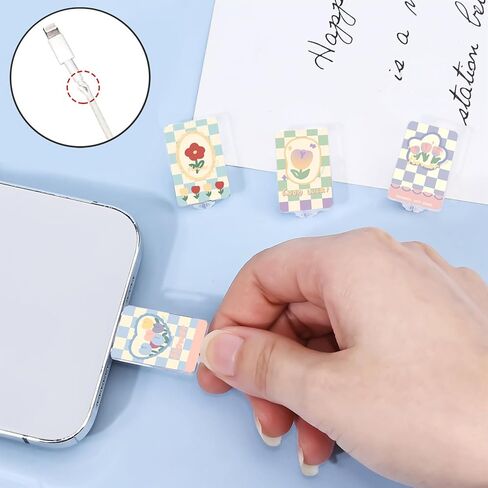 Data Cable Protector for iPhone Type-c, Unique Luxury Marble Pattern 4pcs Soft Phone Cable Protector,Charging Cord Protector,Cable Chomper,Cable Sleeve Cord Saver for Women Girls in Kuwait