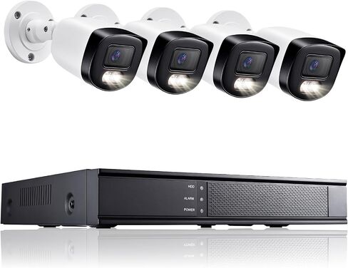 نظام كاميرا أمان EZFIX 4K PoE NVR خارجي، 4 قطع كاميرات IP PoE سلكية 5 ميجابكسل مع اكتشاف مركبة الأشخاص، 4K 8CH POE NVR، رؤية ليلية ملونة، مراقبة منزلية على مدار الساعة طوال أيام الأسبوع in Saudi Arabia