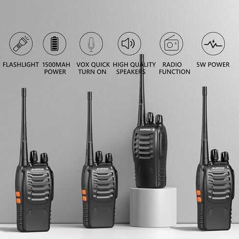 BAOFENG BF-888S Walkie Talkies Long Range with Earpieces 16 Channel Flashlight Walkie Talkies for Adults Rechargeable Handheld Two Way Radios - 4 Pack in Saudi Arabia