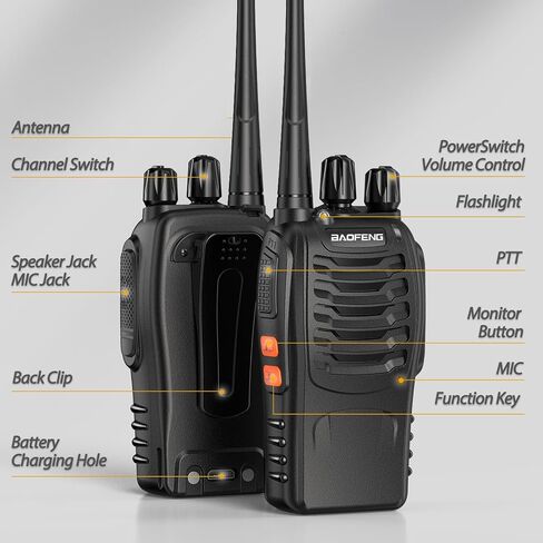 BAOFENG BF-888S Walkie Talkies Long Range with Earpieces 16 Channel Flashlight Walkie Talkies for Adults Rechargeable Handheld Two Way Radios - 4 Pack in Saudi Arabia
