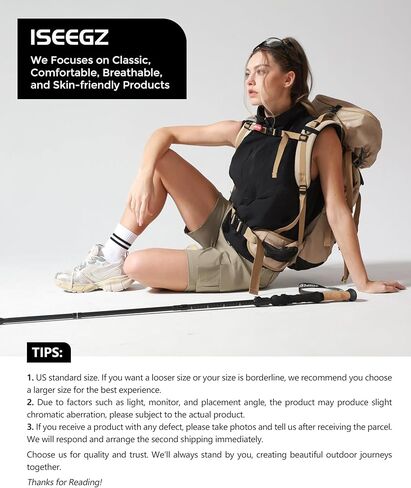 شورت نسائي للمشي لمسافات طويلة مع جيوب، شورت خصر مطاطي سريع الجفاف للنساء، شورت للتخييم في الهواء الطلق والسفر in Kuwait