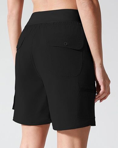 شورت نسائي للمشي لمسافات طويلة مع جيوب، شورت خصر مطاطي سريع الجفاف للنساء، شورت للتخييم في الهواء الطلق والسفر in Kuwait