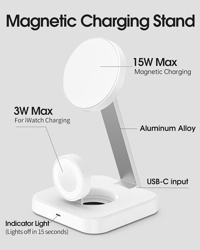 Magnetic Charging Station for Apple Watch 10/9/8/7/6,Foldable Wireless Charger for iPhone 16 15 14 13 12 Pro Max,3 in 1 Adjustable Angle Phone Holder Travel Dock,Mag-Safe Charger Stand for AirPods Pro in Saudi Arabia