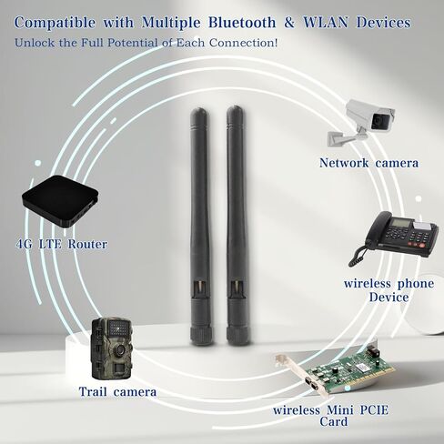 Dual Band WiFi Antenna, 2.4GHz 5GHz 5.8GHz 3dBi MIMO RP-SMA Male (2-Pack), Directional Antenna for Desktop PC, Security Cameras, Video Surveillance, Wireless Network Cards,Bluetooth Antenna in Saudi Arabia